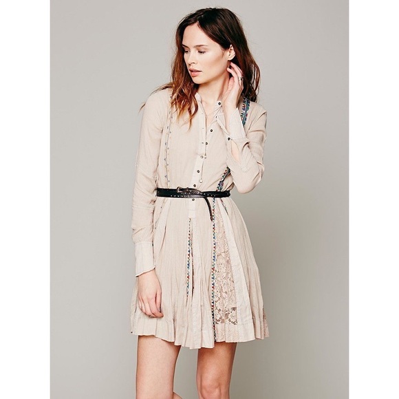 NEW Free People One Bobo Shirt Dress Embroidered